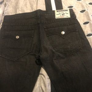 True religion brand jeans slim straight all black